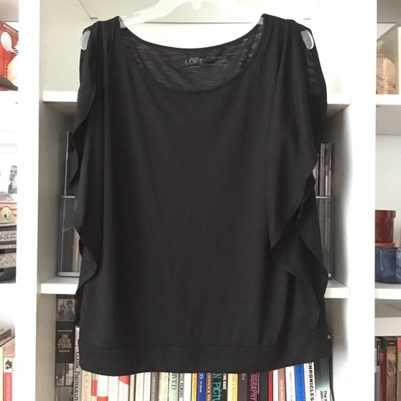LOFT Tops - Loft black sleeveless ruffle top, size L